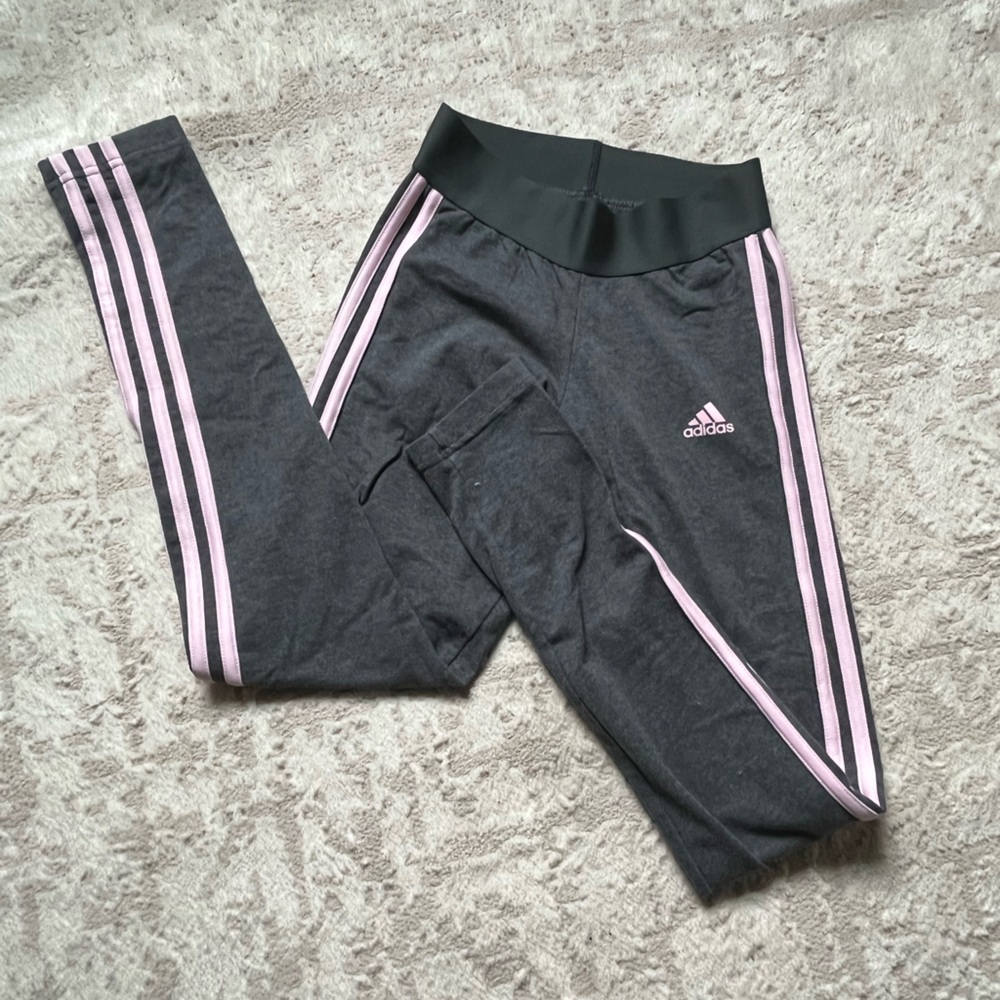 Adidas Leggings in Gray with Pink Accents